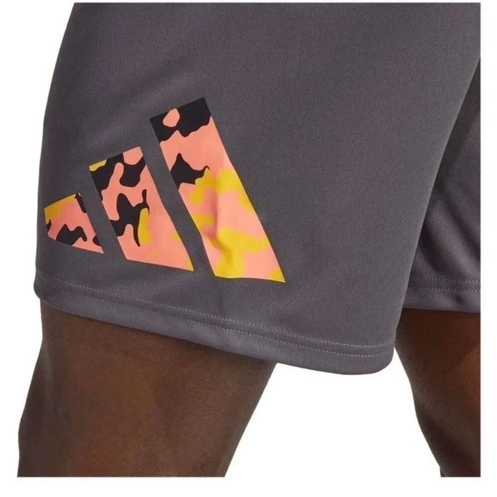 Adidas Men's Camo-Filled Logo Moisture-Wicking Training Shorts - Dgh/coral/blk